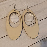 Chunky Oversized Oval Wooden Shell Dangle Earrings