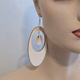 Chunky Oversized Oval Wooden Shell Dangle Earrings