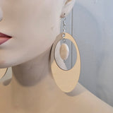 Chunky Oversized Oval Wooden Shell Dangle Earrings