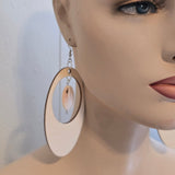 Chunky Oversized Oval Wooden Shell Dangle Earrings